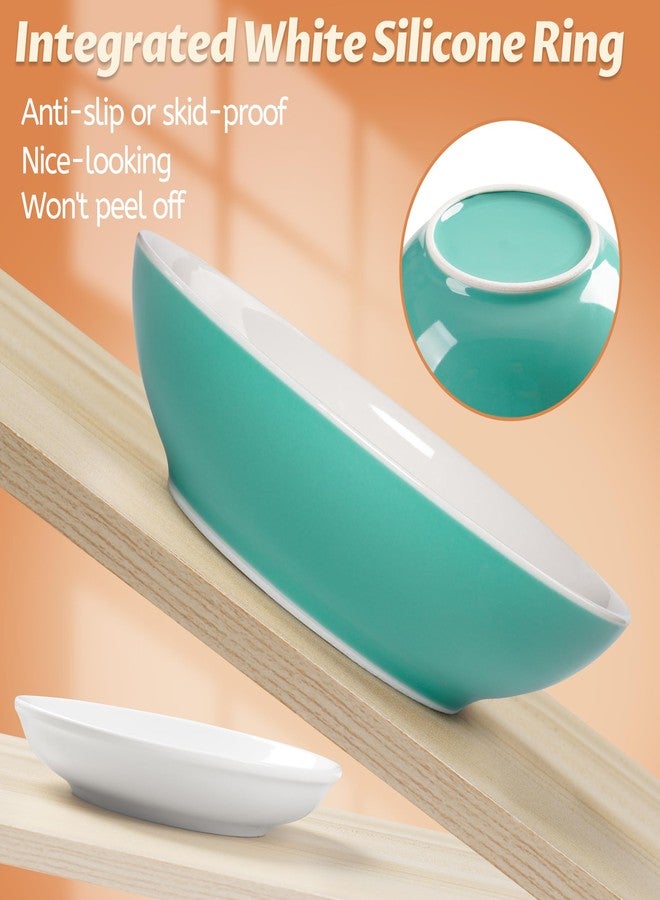 Kitwinney Cat Bowls, Ceramic Cat Food Bowl Set with White Silicone Ring for Non Slip, Cute Cats Dishes or Plates for Feeding Indoor Cats, Kitten, Small Dogs (Multicolored 4 Pack-Cute Pet, 5.5 Inches) - Image 2